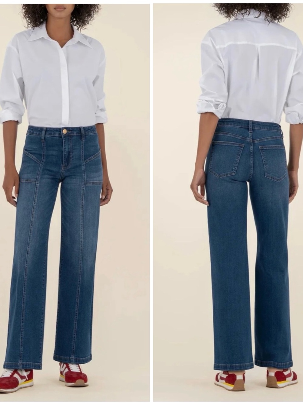 KUT from the Cloth Jean High Rise Wide Pant Align with Dark Base Wash Size 2P